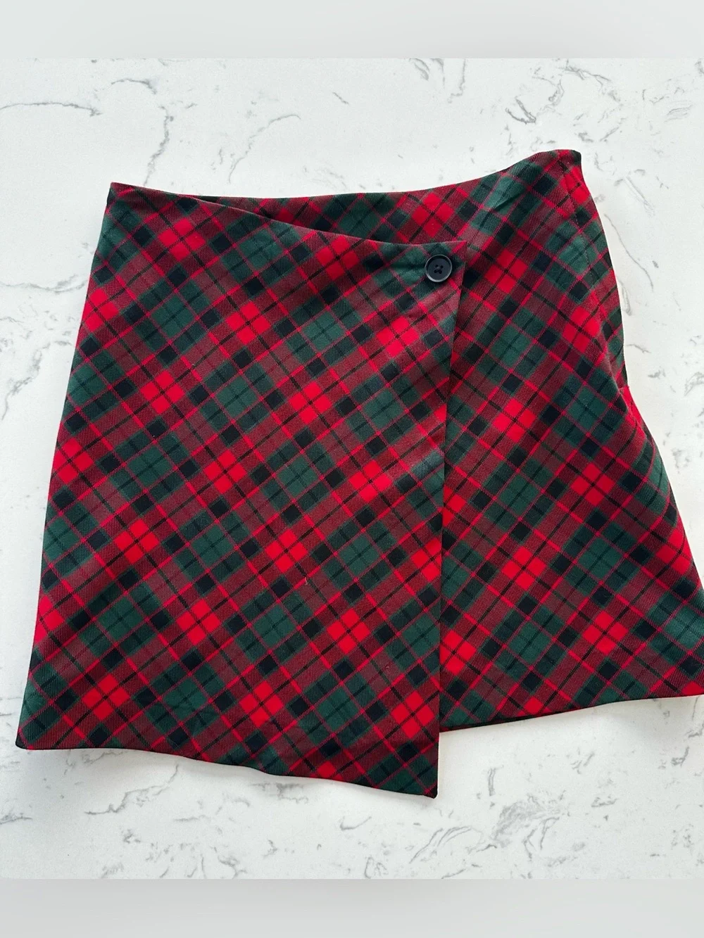 H&M Red & Green Plaid Wrap Skirt for Kids